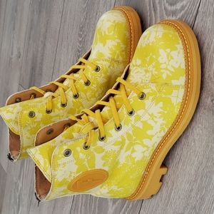 John Fluevog Yellow Floral Boots
